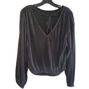 ASTR The Label Pleated V-neck Long-Sleeve Crop Top Style Size S